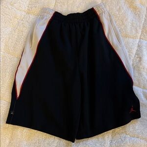 Jordan Men's Black and White Athletic Shorts with Red Accents